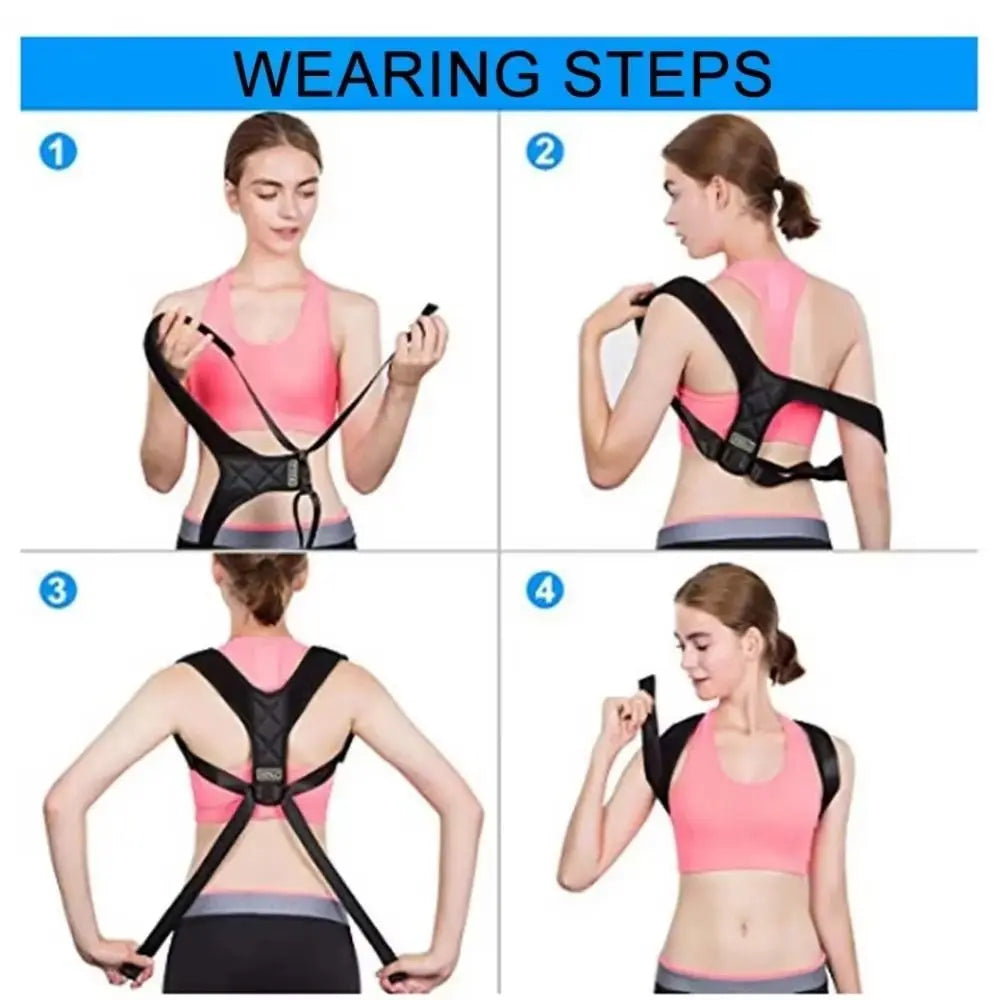 Polyester Back Straightener Adjustable Breathable Back Posture Corrector Black Support Back Brace Posture Corrector Fitness
