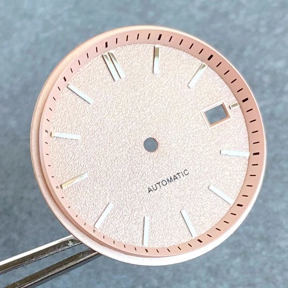 33.5mm Salmon Pink Black White Watch Dial Silver Hand Set Fit NH35 NH36 Automatic Movement Diving Men Watch Parts