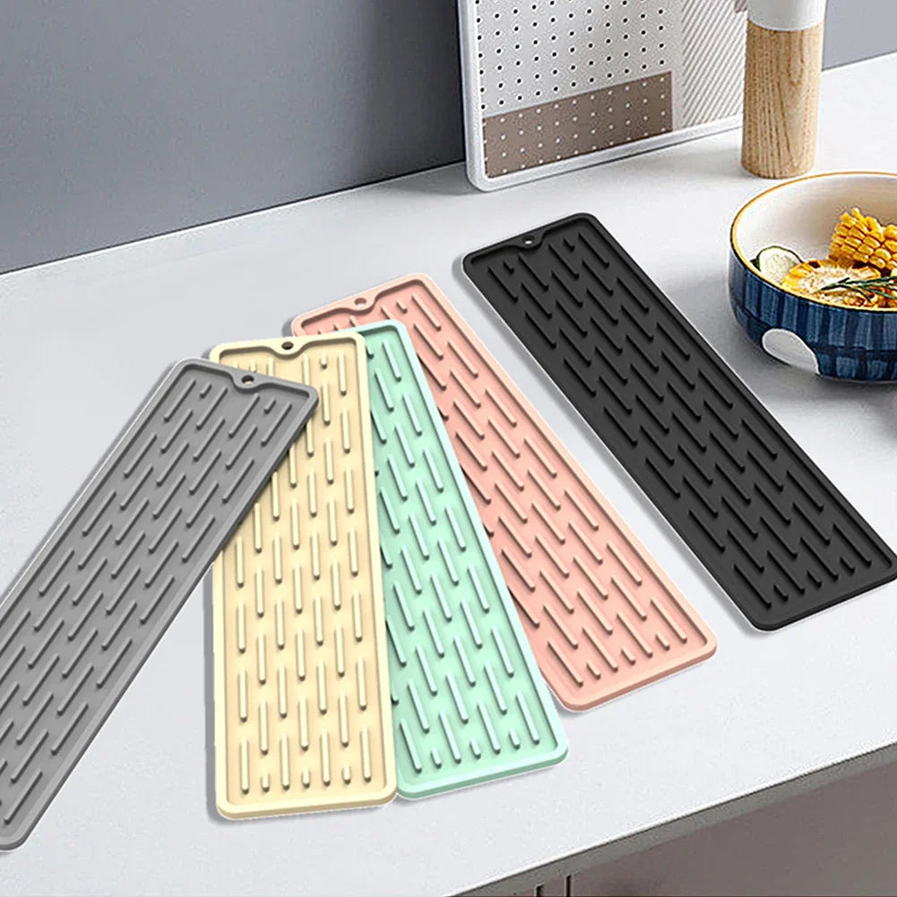 Silicone Countertop Mat Anti Slip Sink Tray Dinnerware Mat Organizer Kitchenware Protection Mat Storage Rack Kitchen Accessories