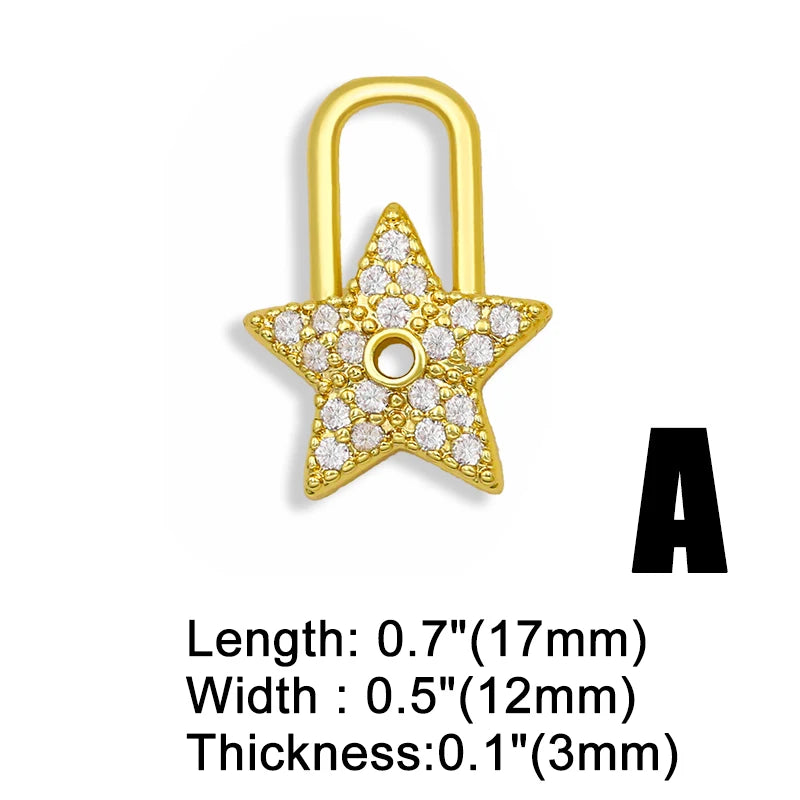 Clearance DIY Cubic Zirconia Small Lock Star Pandent Supplies For Handmade Heart Pendant Jewelry Making Accessories pdta144