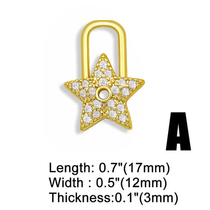 Clearance DIY Cubic Zirconia Small Lock Star Pandent Supplies For Handmade Heart Pendant Jewelry Making Accessories pdta144