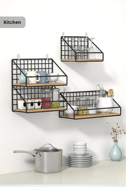 Creative Wall Mounted Shelves, Bedroom Iron Wall Hanging Storage Racks, Storage Baskets, Hanging Shelf, Home Organization