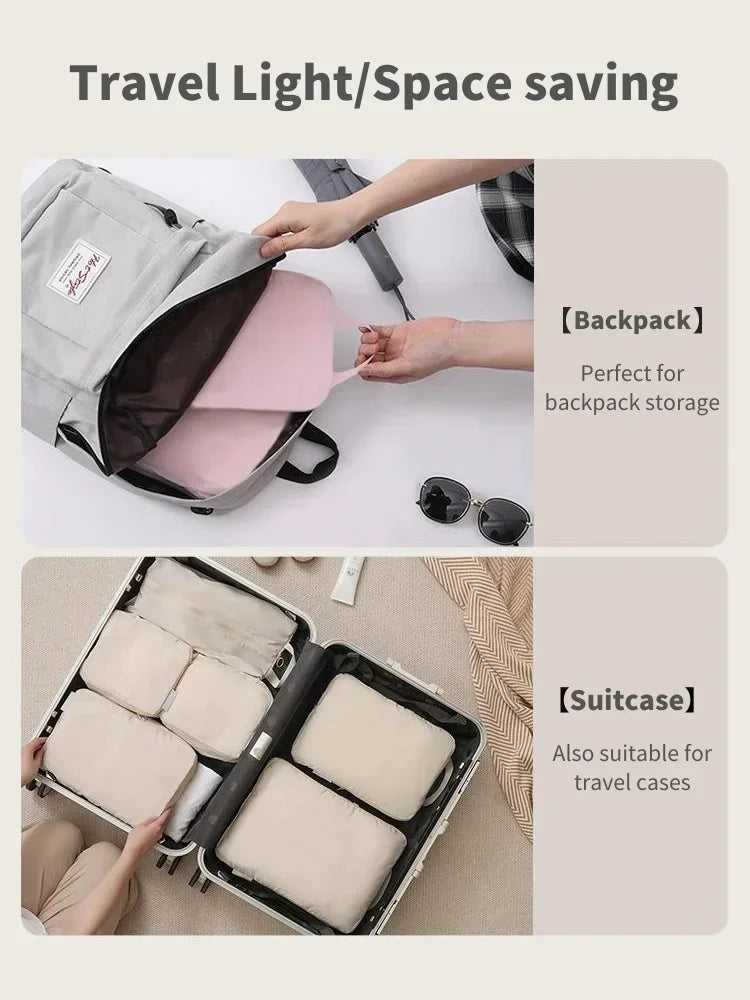 1pc Portable Travel Compression Packing Cubes Suitcase Clothes Organizers Waterproof Luggage Cases Drawer Large Capacity Bags