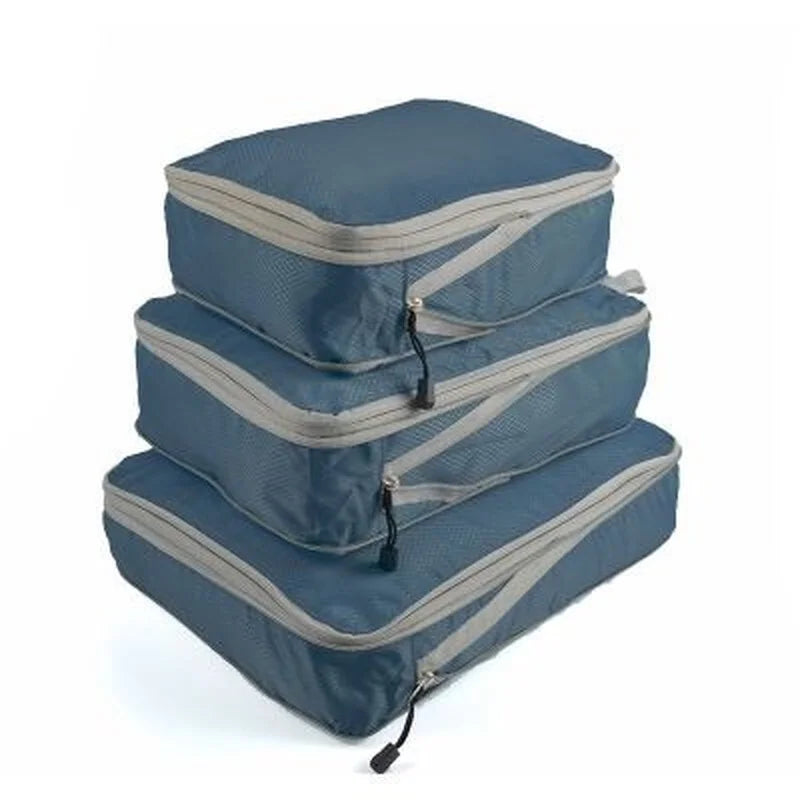 3pcs/set Compression Packing Cubes Travel Storage Bag Luggage Suitcase Organizer Set Foldable Waterproof Nylon Material