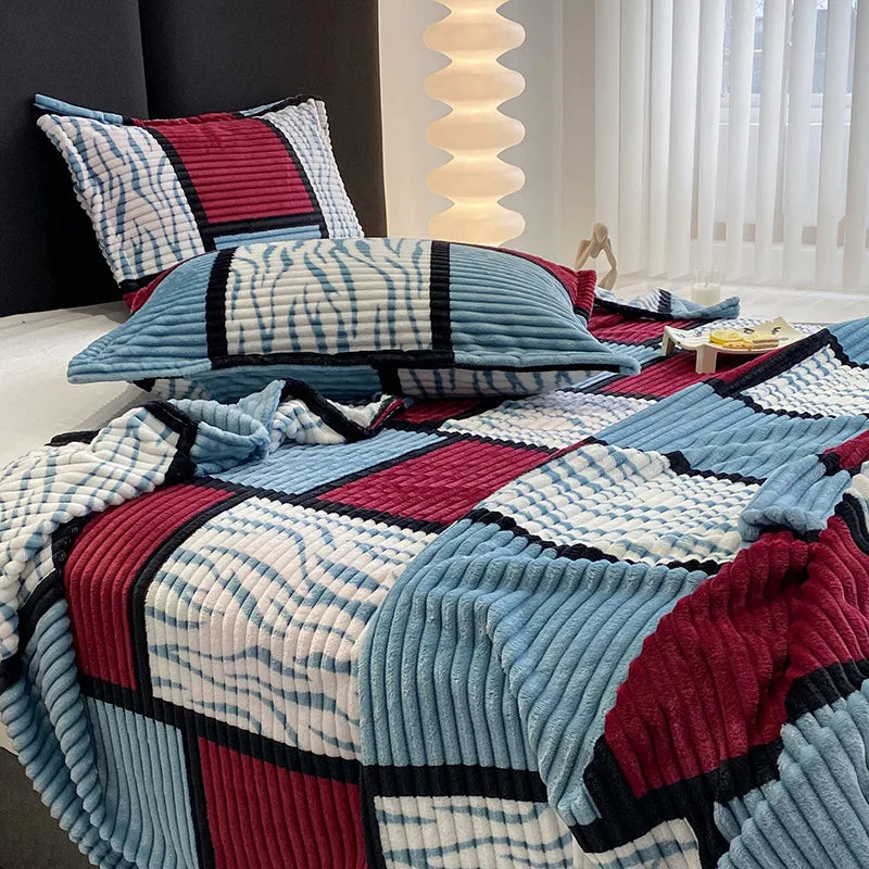 Lightweight Luxurious Warm Sleeping Plaid Milk Down Thin Blanket Multi Color Spring Summer Suitable For Sofas Bedrooms Blankets