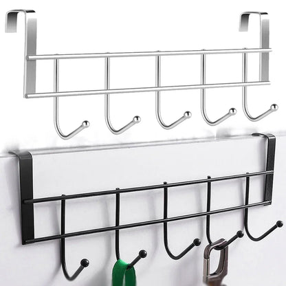 Hooks Over The Door 5 Hooks Home Bathroom Organizer Rack Clothes Coat Hat Towel Bags Keys Hanger Bathroom Kitchen Accessories