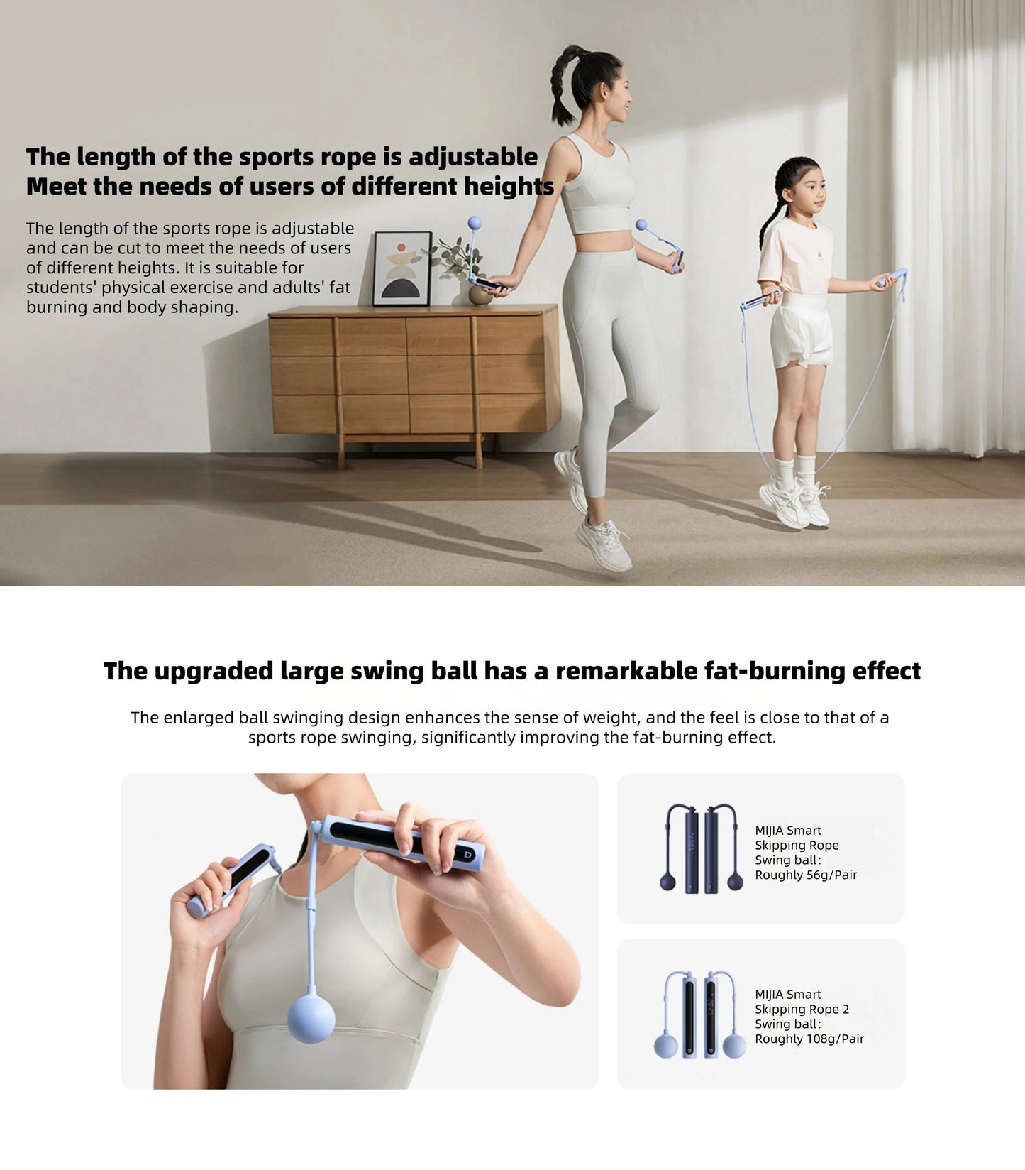 Xiaomi Mijia Smart Jump Rope 2 Bluetooth Fitness Weight Loss Exercise Counting Gravity Ball Skipping Professional Fat Burning CN