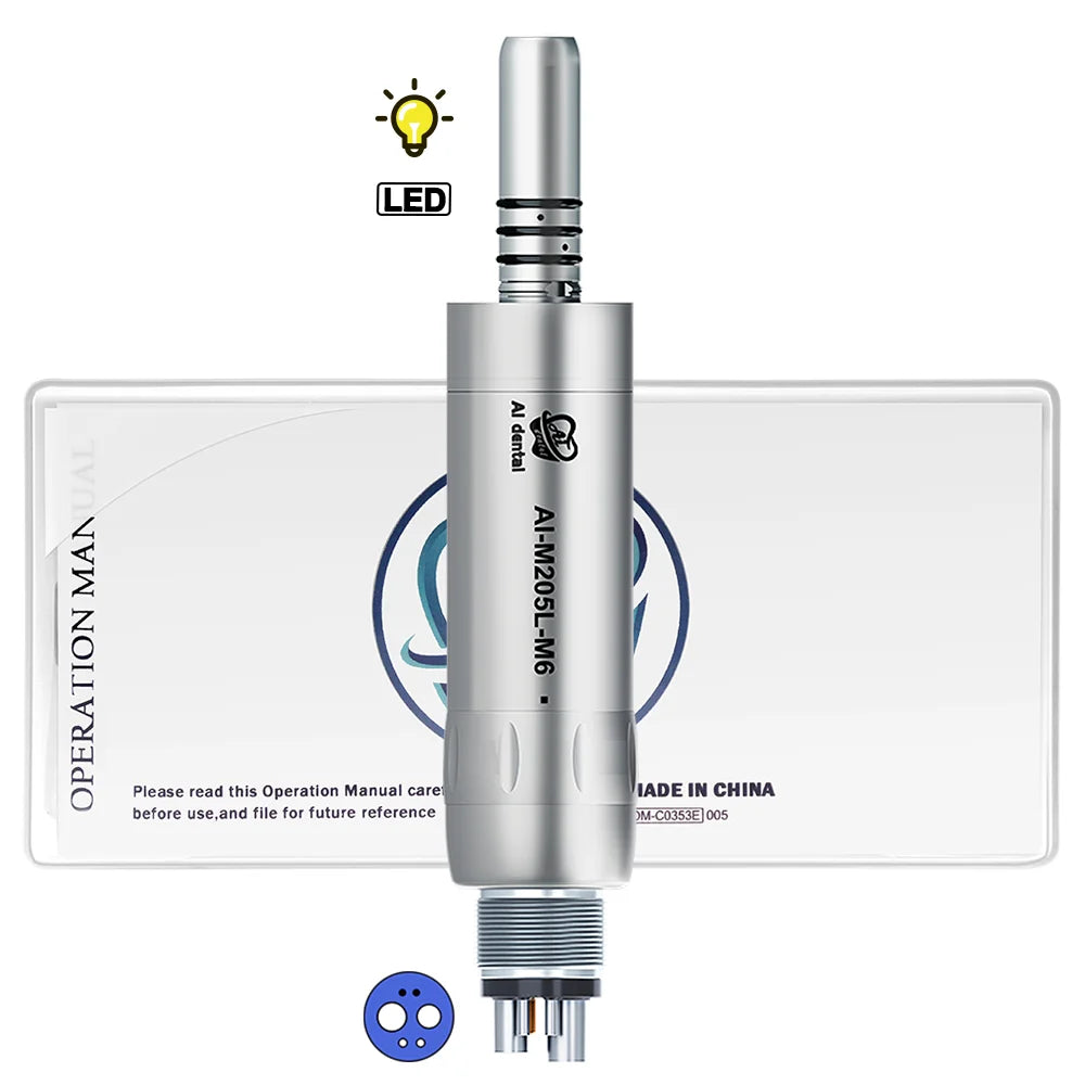 LED Illumination Dental Low Speed Air Motor With Micro Power Generator E-type 2/4/6 Hole Internal Water Spray AI-M205LG