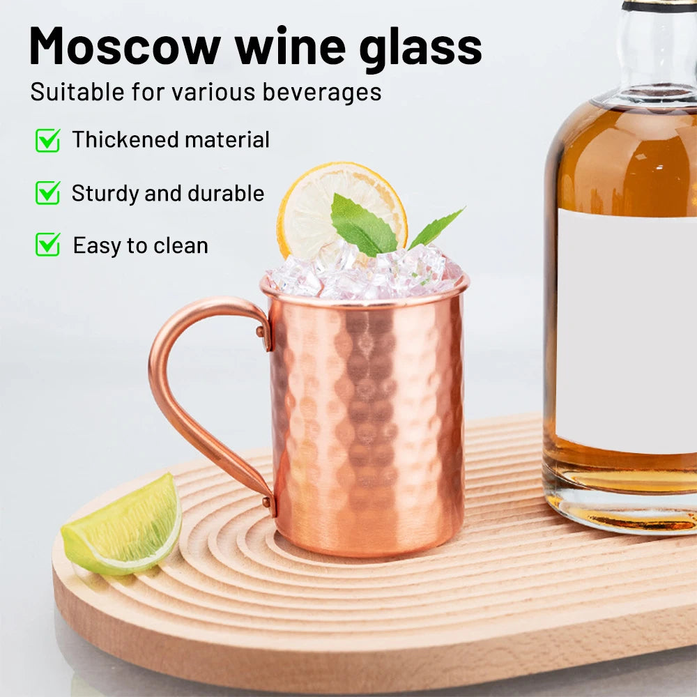 Copper Moscow Mule Mug Durable Coppery Beer Mugs Coffee Mug Milk Cup Pure Copper Bar Cup Drinkware Kitchen Supply