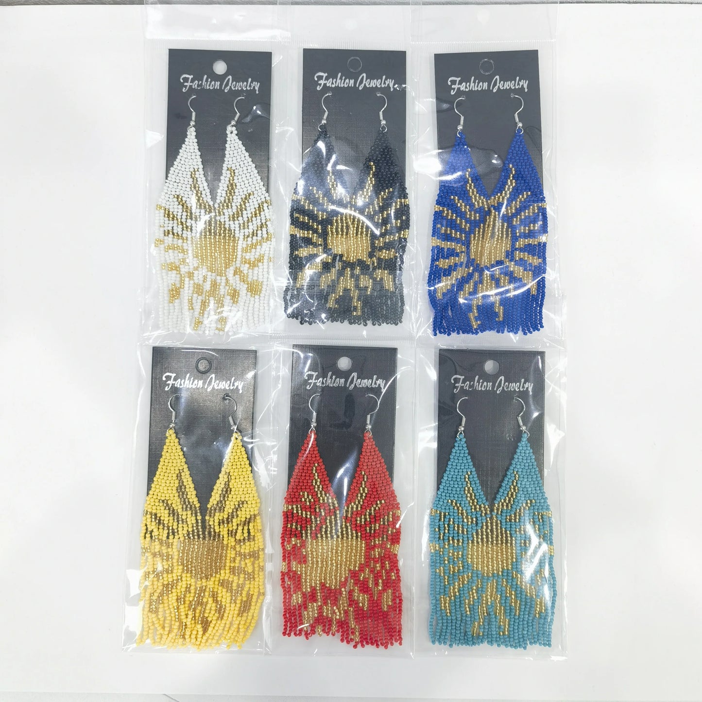 Colorful Pattern 1 Pair Of Bohemian Glass Bead Tassel Earrings Bohemian Earrings