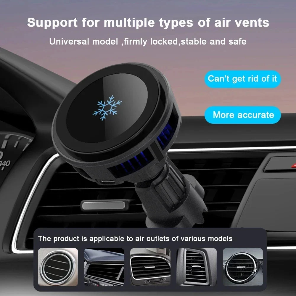 Car Wireless Charger Cooling Magnetic Car Phone Holder Mount Fast Car Charging Stand for Macsafe iPhone 15 14 13 12 Pro Max Mini