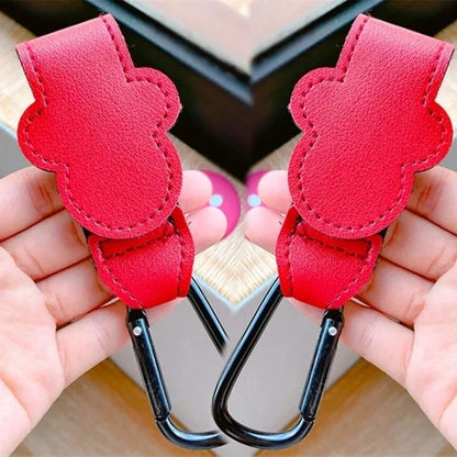 1/2pcs Baby Stroller Hooks Clips PU Leather Rotatable Cart Organizer Pram Hook Pram Rotate 360 Degree Stroller Accessories