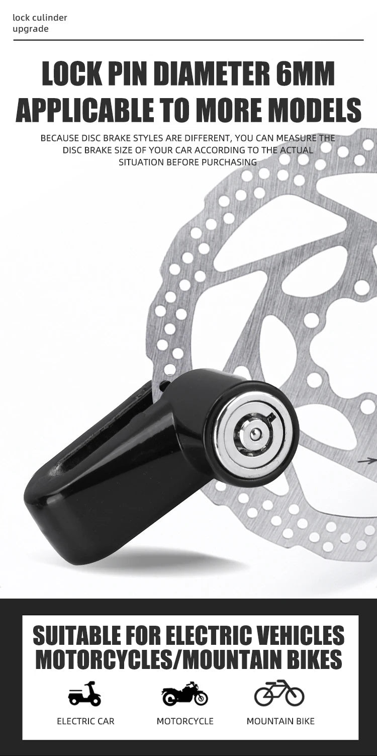 Motorcycle Bike Lock Security Anti Theft Bicycle Motorbike Motor Disc Brake Lock Theft Protection for Scooter Safety Motor Lock