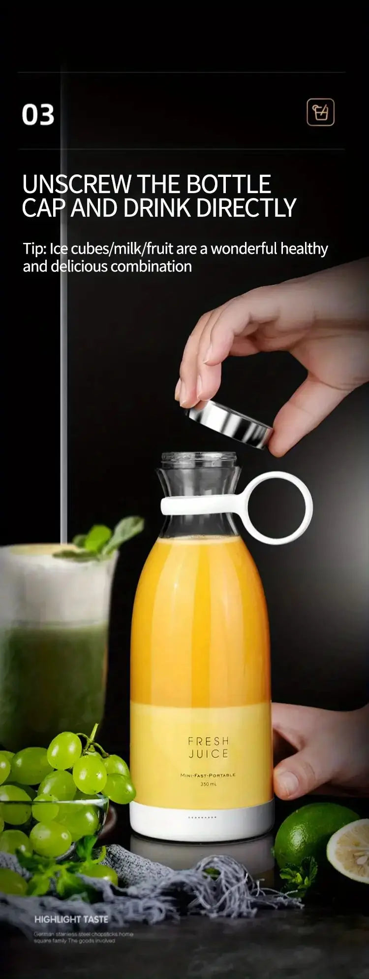 Portable Blender,Fashion Portable Blender for Shakes and Smoothies 11.8 Oz,Magnetic USB Fast Charging Mini Fresh Juice Mixer