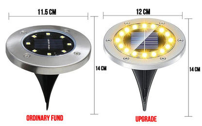 8/20LED Solar Power Disk Light Outdoor Garden Solar Underground Light Deck Light Spotlight Buried Solar Led Lamp Garden Decor