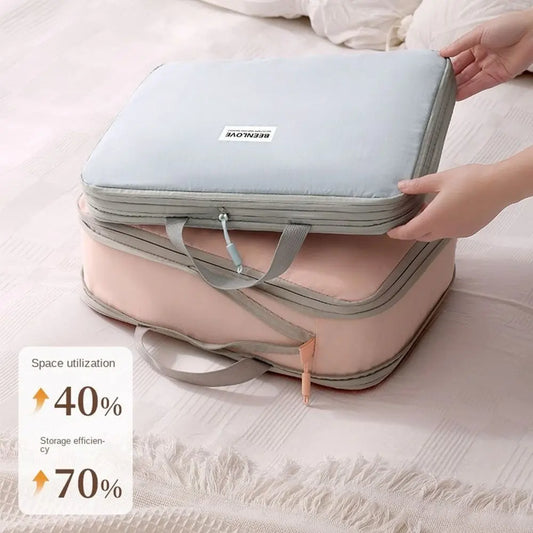 Large Capacity Compression Packing Cube Waterproof with Carry Handle Clothes Storage Bag Moisture-proof Space-saving