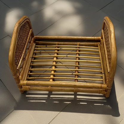 Baby Bed Newborn Photography Props Handmade Bed Baby Vintage Rattan Wooden Sofa Crib Photo Background Photo Studio Posing Props