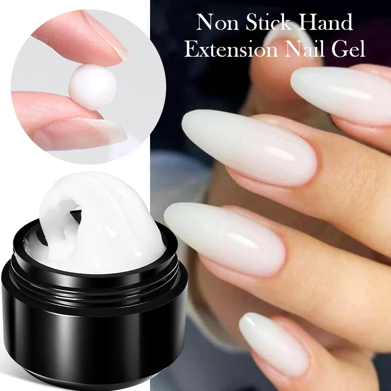 BORN PRETTY 15ml Clear Non Stick Hand Extension Gel Nail Polish for 3D Shaping Nail Art Solid Milky Jelly Hard Gel for Fake Nail