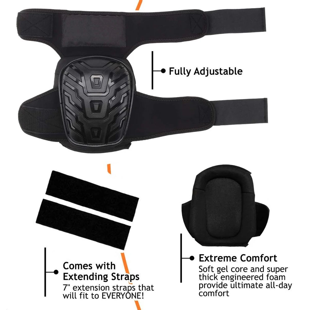 Construction Knee Pads with Thick Foam and Gel Cushioning, Adjustable Kneepads Straps for Work Flooring Gardening