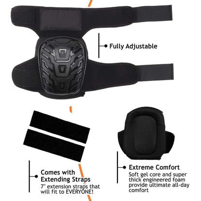 Construction Knee Pads with Thick Foam and Gel Cushioning, Adjustable Kneepads Straps for Work Flooring Gardening