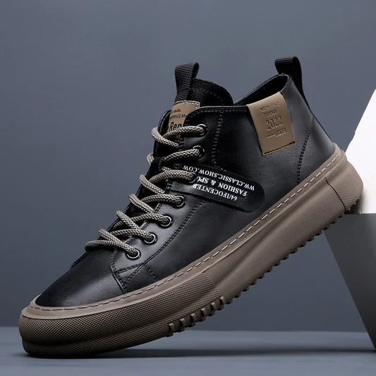 Men's Shoes 2025 New Soft-Soled Sports Mid-High Top Sports Shoes Business Casual Fashion Thick-Soled Shoes Versatile Lightweight Trbottomyy Shoes