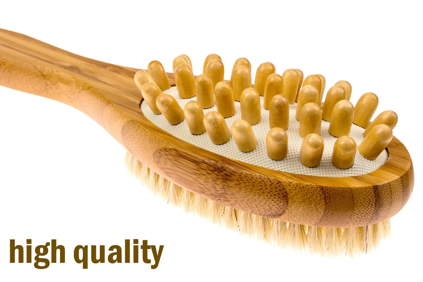 Bath Blossom Bamboo Body Brush for Back Scrubber Natural Bristles Shower Brush with Long Handle Dry Brushing