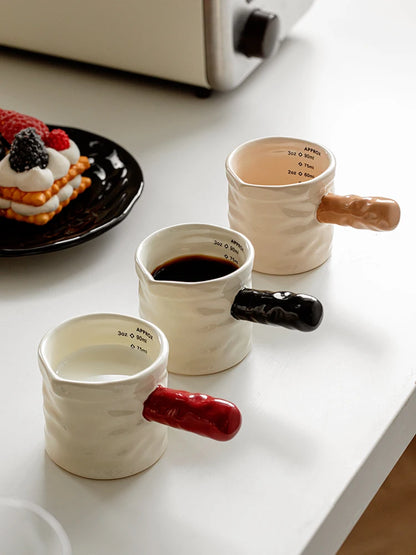 3oz/90ml Milk Jug Espresso Cup with Scale Fine Ceramic Coffee Measuring Cup Extraction Cup Milk Jug