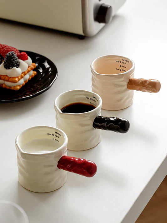 3oz/90ml Milk Jug Espresso Cup with Scale Fine Ceramic Coffee Measuring Cup Extraction Cup Milk Jug
