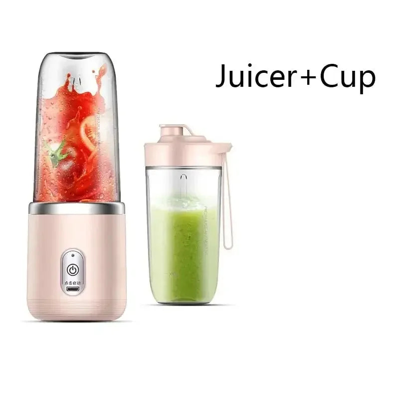 Portable Juicer Cup Smoothie Blender 6 Blade Blender Bottle Household Fruit Juicer Cup USB Rechargeable Juicer Kitchen Tool