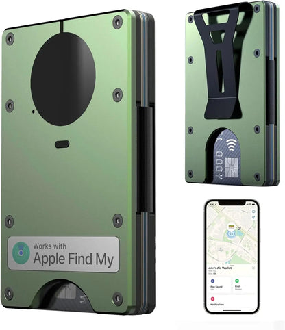 RFID Blocking Credit Card Holder, Slim Wallet For Men, Compatible with Find My iOS Only, Detachable Money Clip