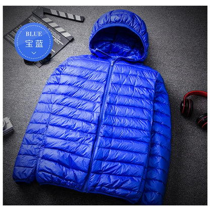 90% White Duck Down Hooded Jackets Warm Coat Parka Men Portable Outwear Mens Coat Autumn Winter Ultralight Thin Down Jacket