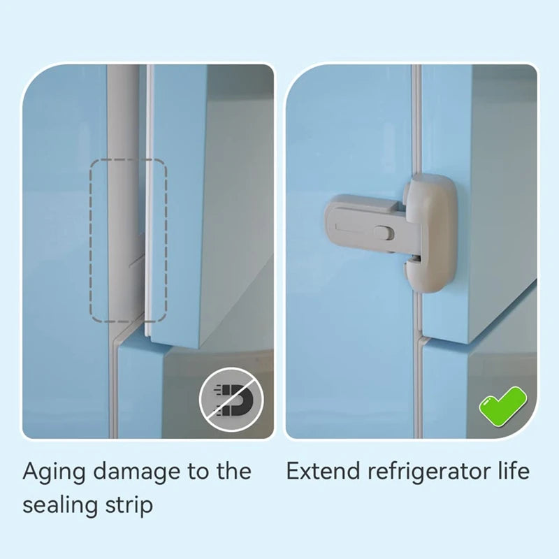 2Pcs Safe Fridge Lock, Child Proof Refrigerator Freezer Door Lock, Protect Refrigerators With Sealing Strips