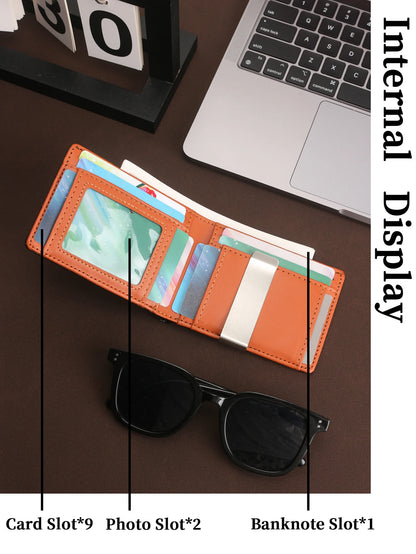 Men's RFID Blocking Card Holder Bifold Wallet With Money Clip Minimalist Pocket Slim Wallet