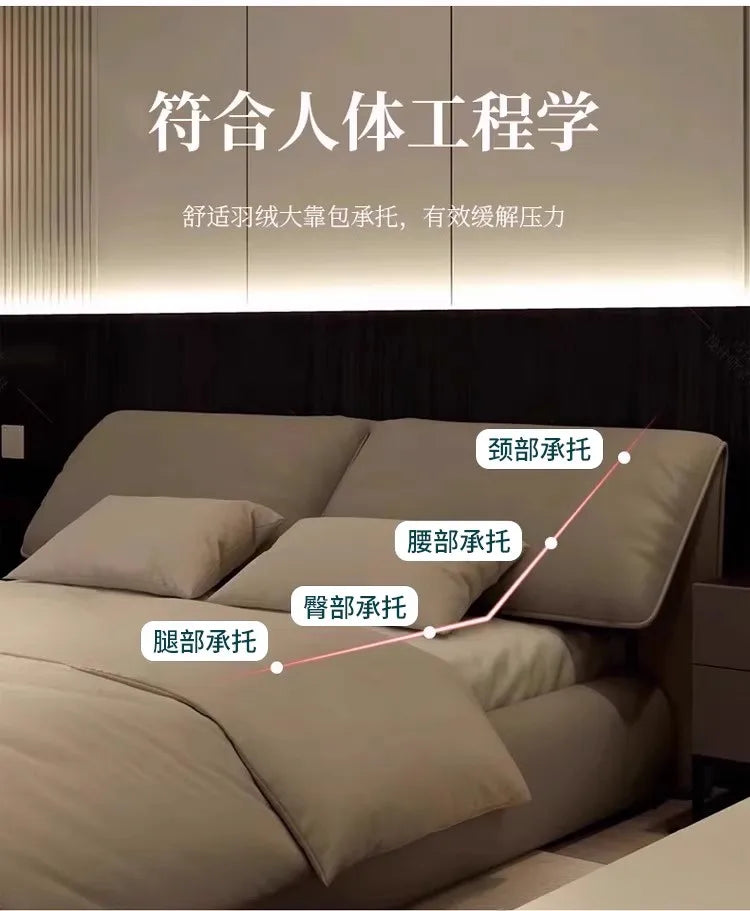 High End European Double Bed Headboard Glamorous Full Size Twin Bed Frame Luxury Platform Wood Cama Box Casal Nordic Furniture