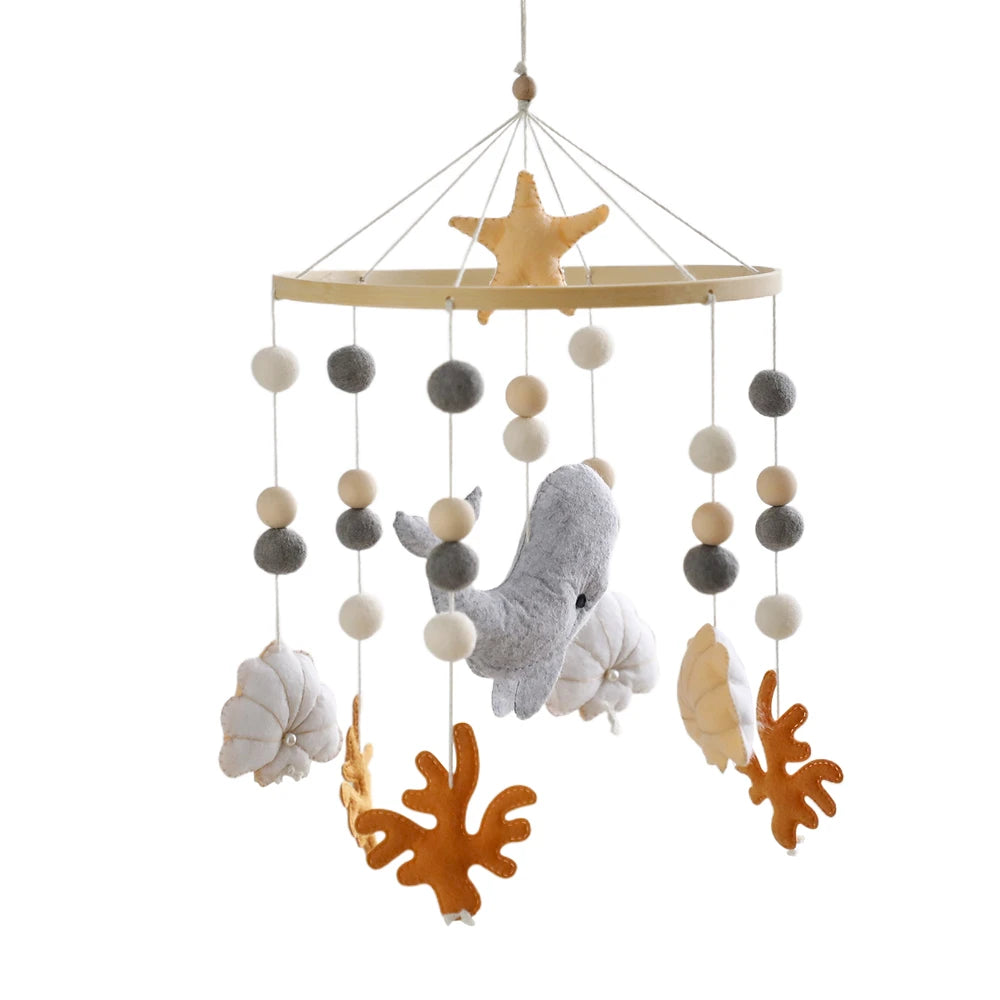 Baby Crib Mobiles Rattle Toy 0-12Months Soft Felt Whale Ball Bed Bell Newborn Music Box Bed Bell Crib Hanging Toys Infant Toys
