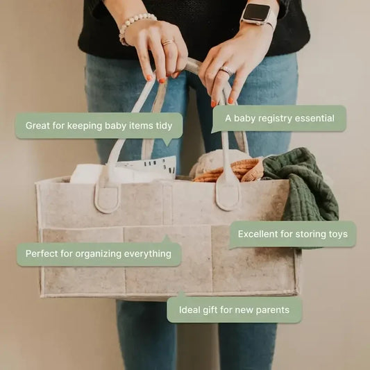 Diaper & Wipes Organizer, Portable Cloth Diaper Pail for Nursery, Changing Room, Travel - Essentials Storage Box Baby Diaper Bag