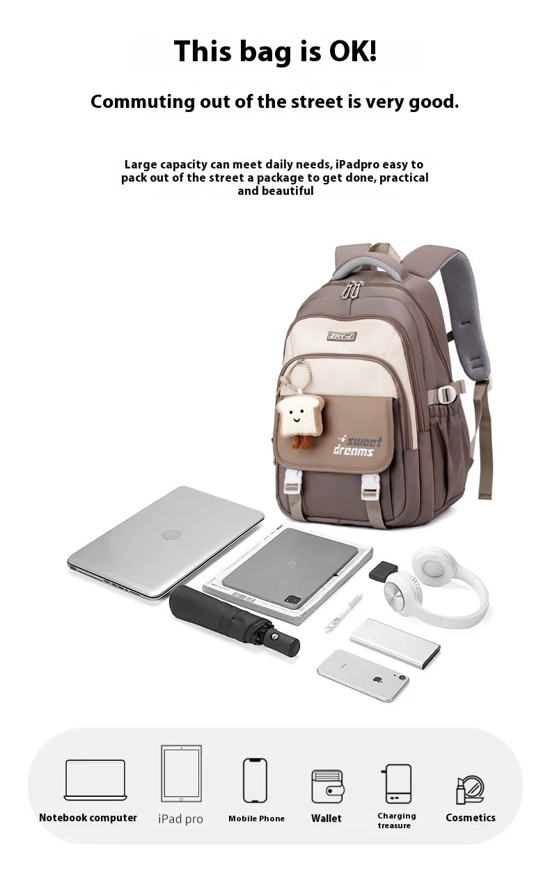 Girls Backpack for School Kawaii Bookbag for Teenage Multiple Pockets School Bag for Primary Elementary Middle School, Age 6-14