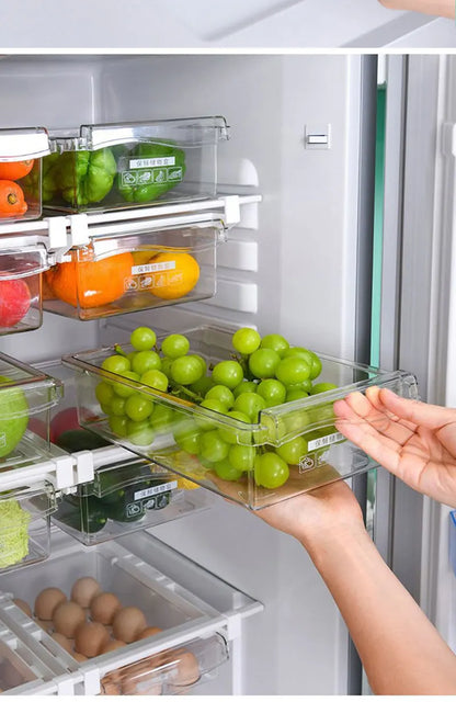 Kitchen Fruit Food Egg Storage Box Fridge Organizer Slide Under Shelf Drawer Box Rack Holder Refrigerator Crisper Keeping Flash