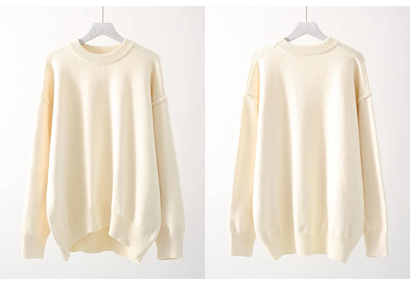 Blue Oversize Sweaters For Women Winter Thick Beige Pullover Woman Autumn Fashion Loose O Neck Ladies Sweaters Jumpers Women