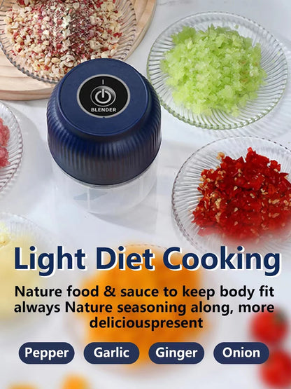 250ml Mini Wireless USB Rechargeable Electric Vegetable Chopper Garlic Crusher Food Chopper for Kitchen Gadgets for Garlic