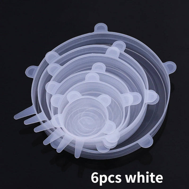 Silicone Stretch Food Covers Kitchen Fresh-keeping Lids Food Caps Elastic Expandable Microwave Airtight Plastic Wrap