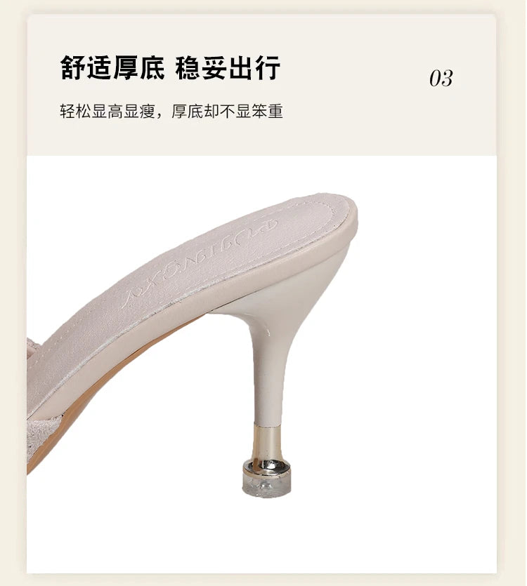 New Women's Slippers High Heel Closed Pointed Toe Shoes Sexy Ladies Heeled Sandals for Women