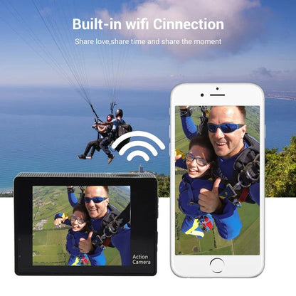 Helmet Video Recording Camera Sports Cameras Outdoor Cam 4K Action Camera 1080P/30FPS WiFi 2.0" 170D Underwater Waterproof