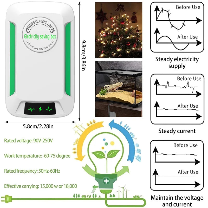 Electricity Energy Saver Pro Power Save 90V-250V Home Office Energy Saving Plugs US/UK/EU Stable Voltage Electricity Save Box