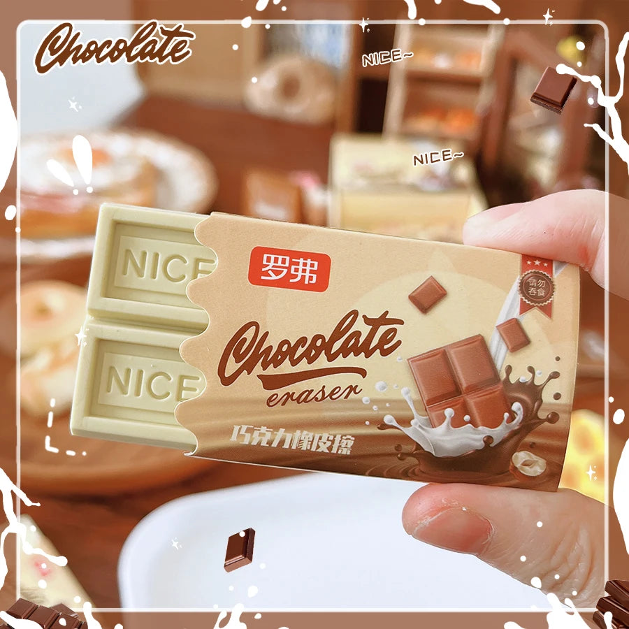 school teacher gift back to school supplies Aesthetic cute stationery Kawaii object funny erasers Chocolate rubber cute things