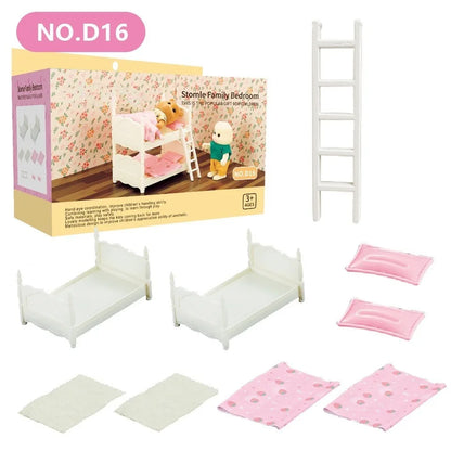 Dollhouse Furniture Set Doll house Bathroom/Kitchen/Fridge/Washing Machine Laundry Kids Doll House Miniature Pretend Play Toys