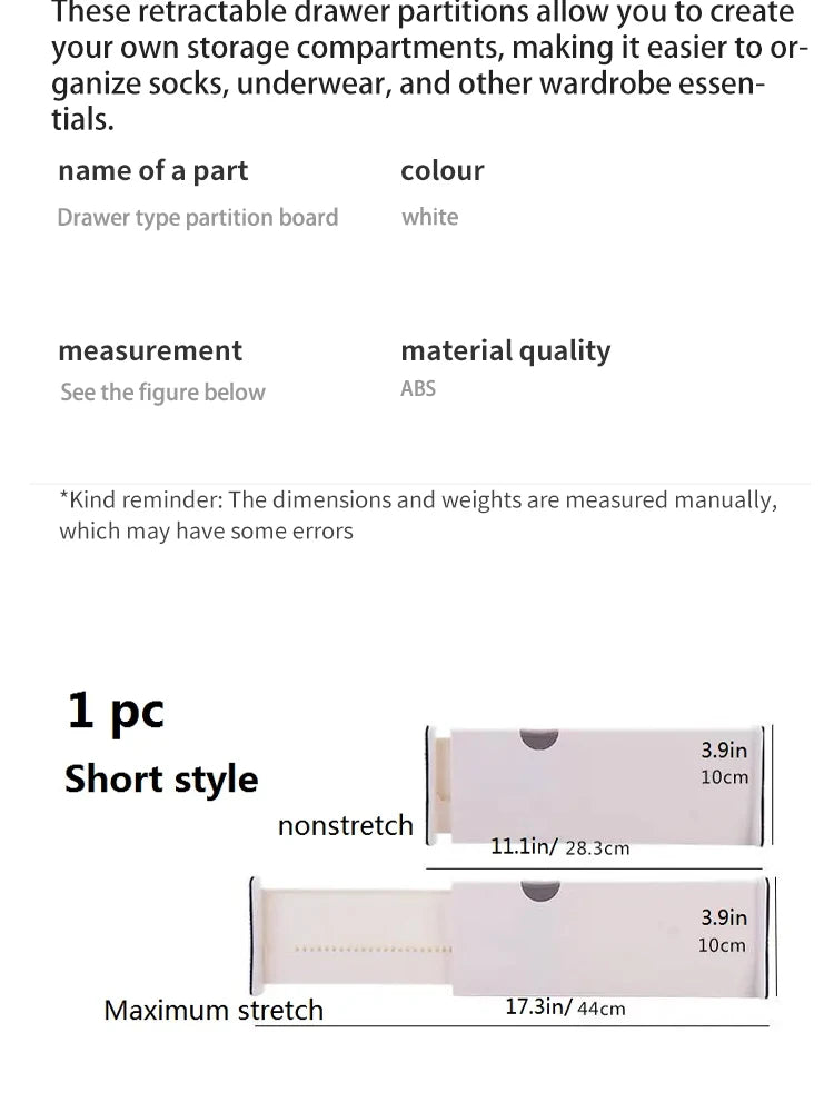 T Drawer Divider Adjustable Home Organization Dividers White Plastic Partition Holder Creative Retractable Drawer Dividers