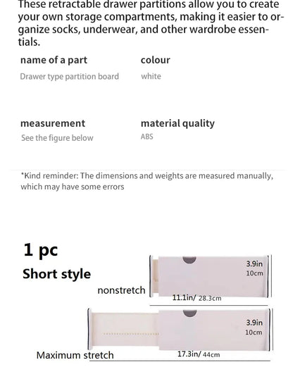 T Drawer Divider Adjustable Home Organization Dividers White Plastic Partition Holder Creative Retractable Drawer Dividers