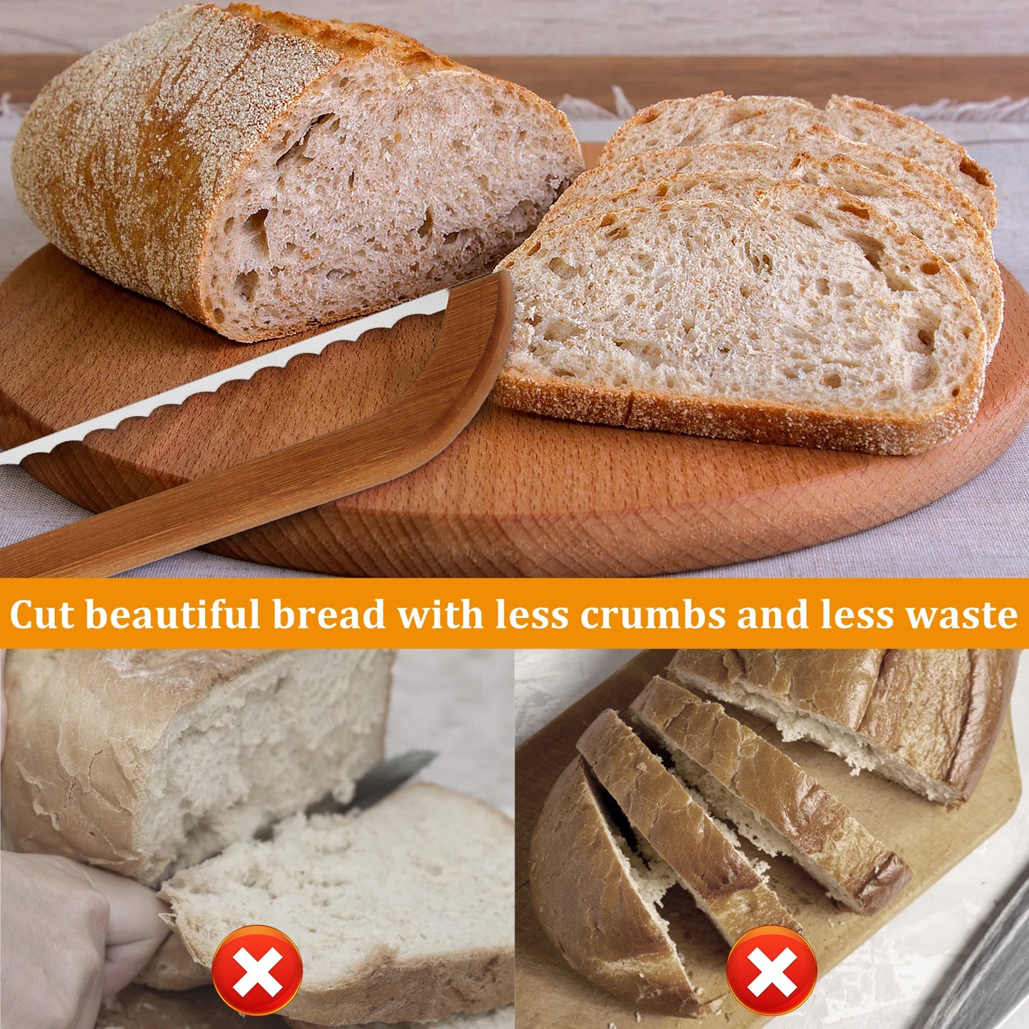 Bread Bow Cutter Serrated Bagel Cutter Stainless Steel Sourdough Bread Slicer Bread Cutting Tool for Bagels Bread Baguettes