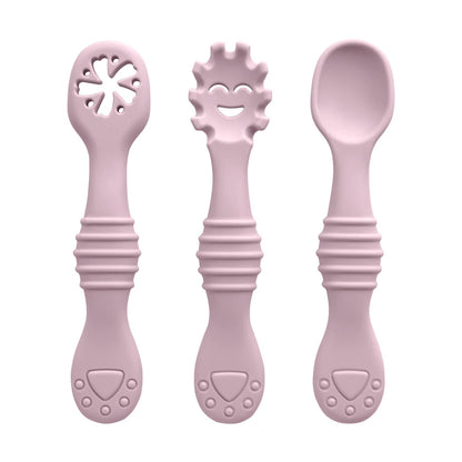3Pcs/Set Mother Kids Baby Silicone Spoon Fork Bebeb Feeding Food Baby Stuff Toddler Learn To Eat Training Baby Items